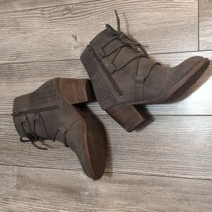 Roxy Khaki Lace Up Ankle Boots Size 5
